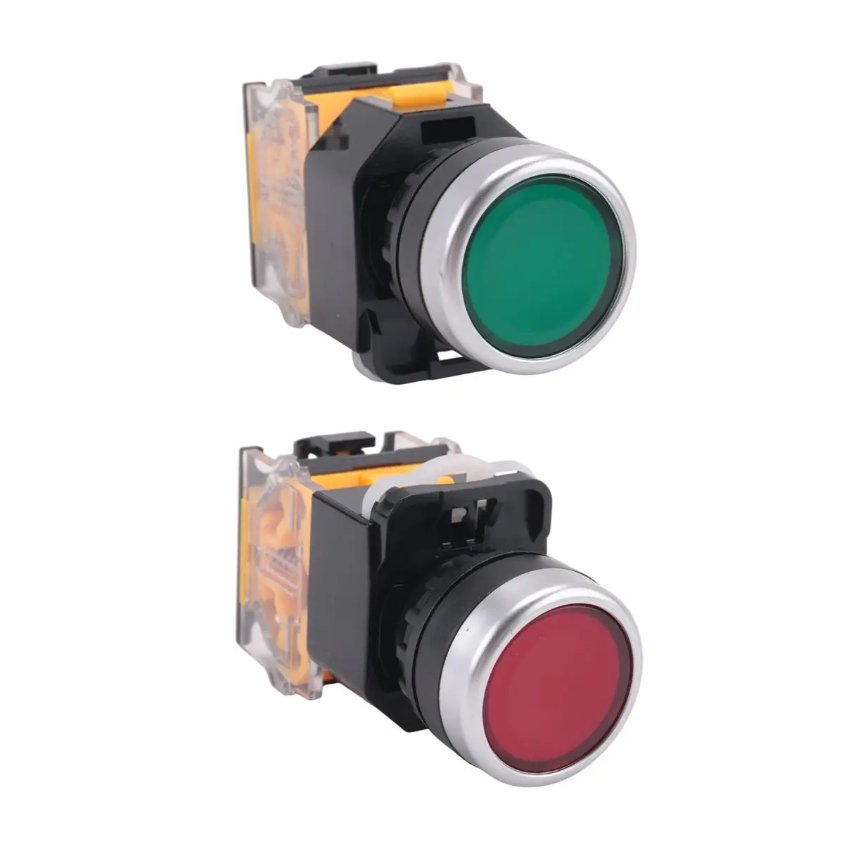 TCE 2pcs 22mm Mount 10A 380V DPST Red Green Momentary Push Button Switch
