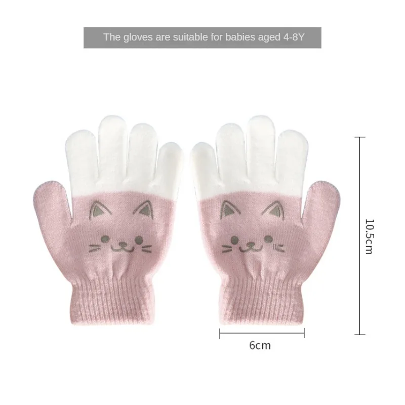 1Pair Cartoon Bear Bunny Pattern Winter Warm Gloves for Kids Outdoor Playing Gloves Children Boys Girls 3-7T