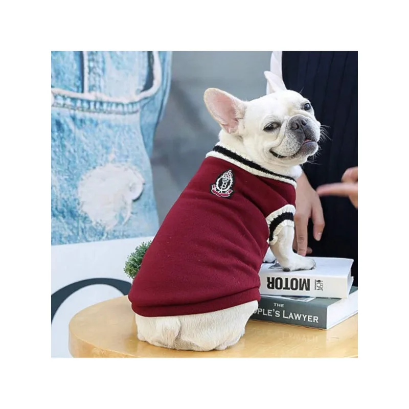 1pc autumn and winter new knitted waistcoat V-neck college style pet dog and cat clothing vest