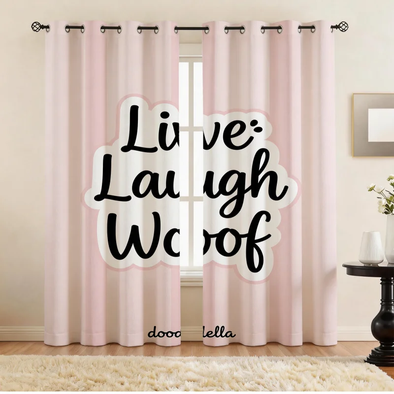 

2 Panels "Live Laugh Woof" Funny Quote Curtains, 85% Light Blocking Rate, Smooth Draping Wrinkle Resistant, Stylish Decor Gift