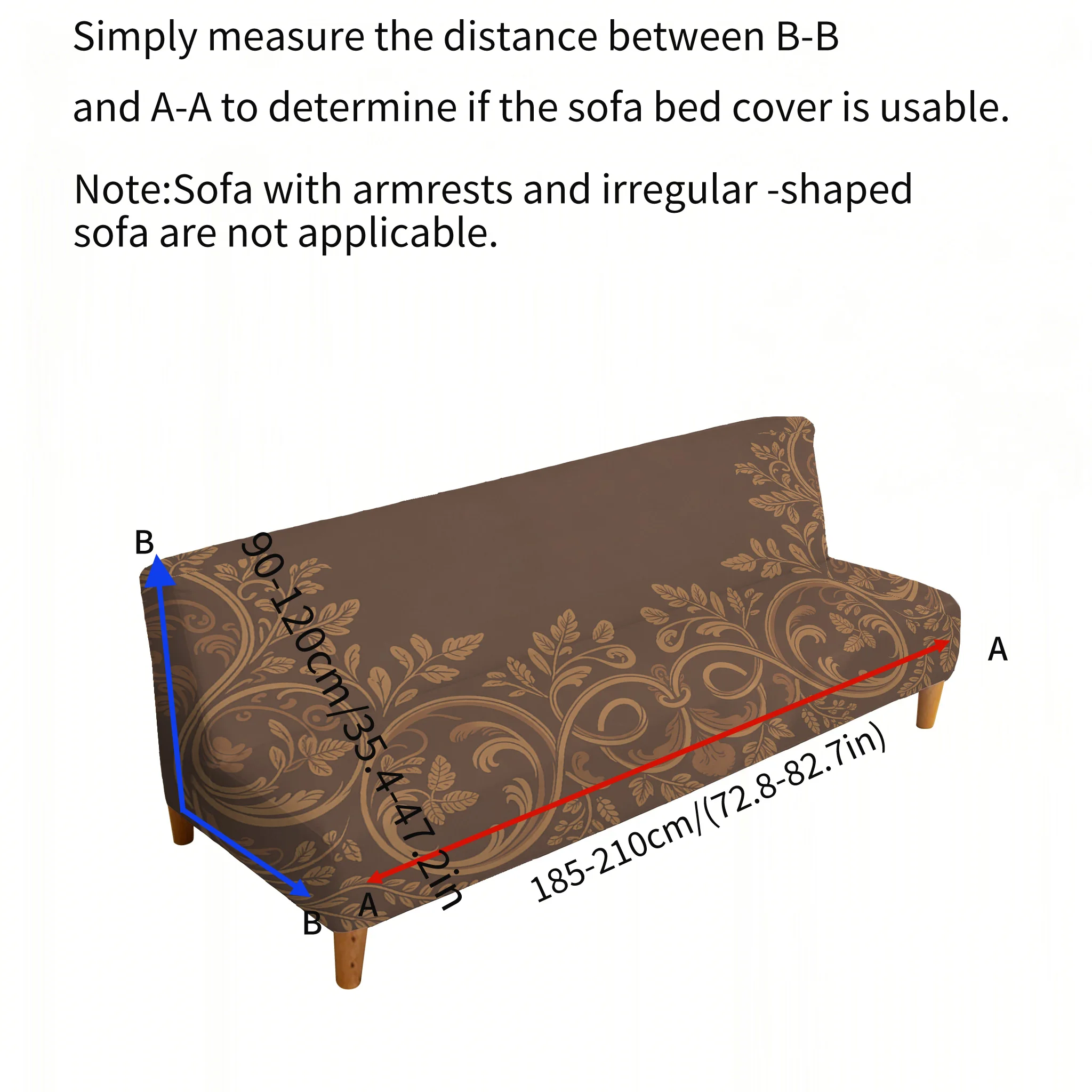 All-inclusive elastic sofa bedspread, vintage brown gold curly grass pattern sofa bedspread, easy to install, machine washable