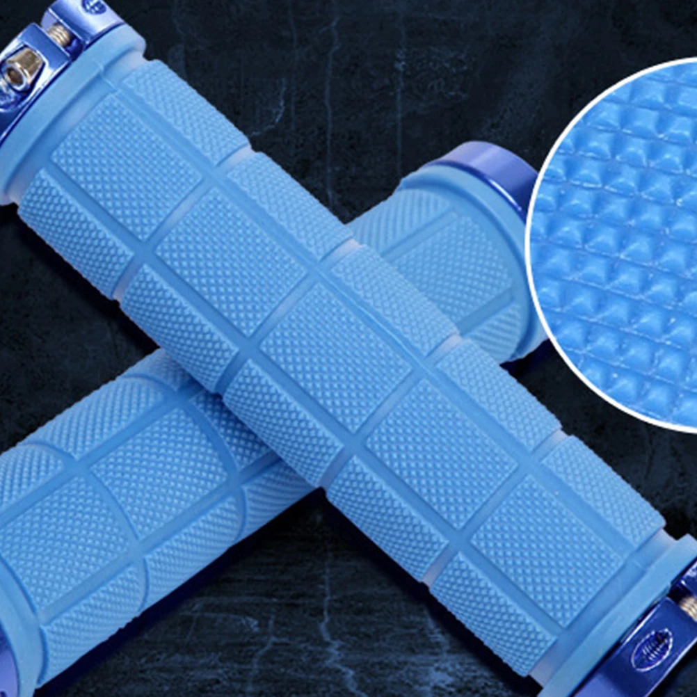 

2Pcs Anti-Slip Bike Handlebar Grips Aluminum Alloy Rubber Ergonomic Non-Slip Wear-Resistant Cycling Accessories Blue