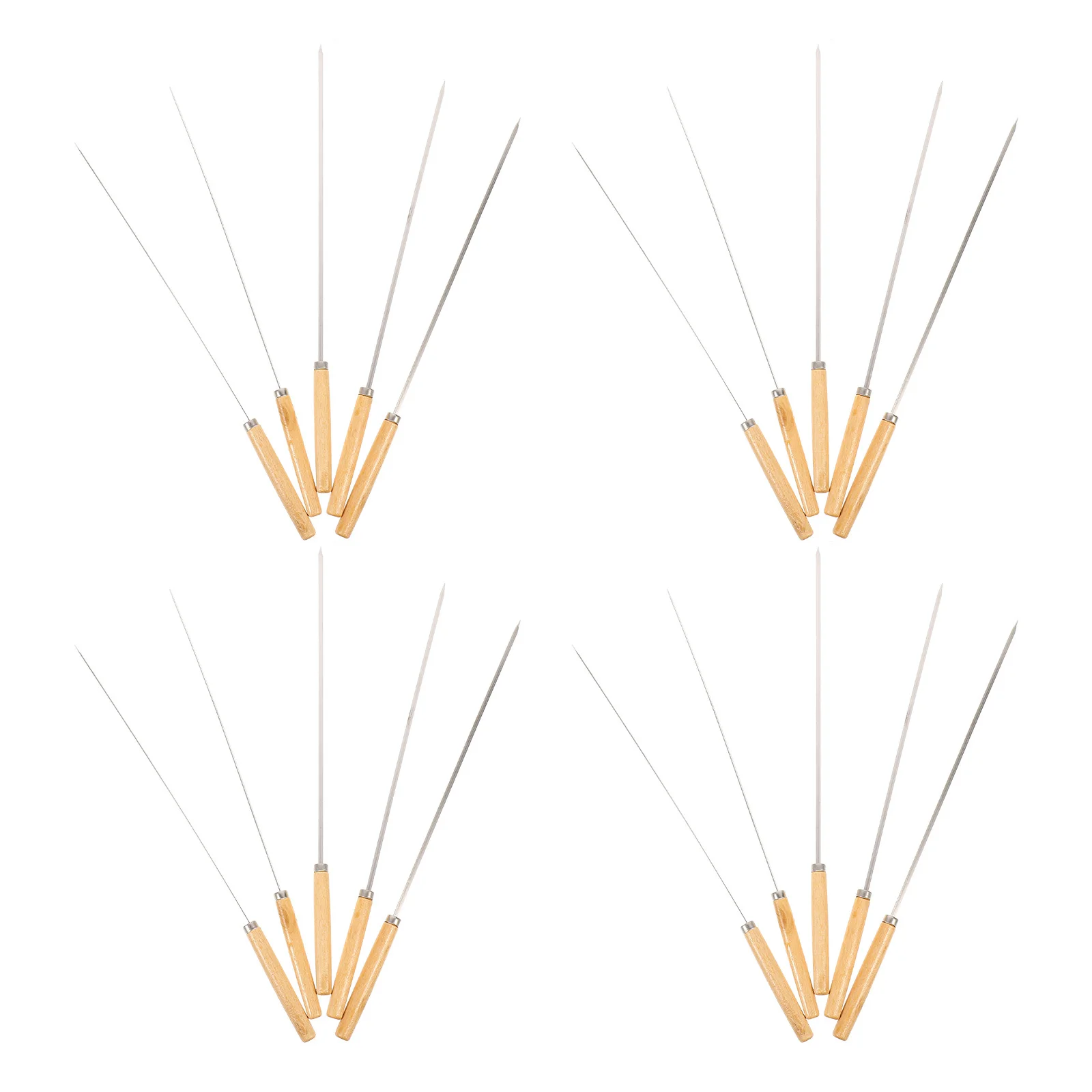

20Pcs Stainless Steel Barbecue Skewers Wood Handle High Quality Grilling Tools Anti-Slip Comfort Grip Ideal for Party Cooking
