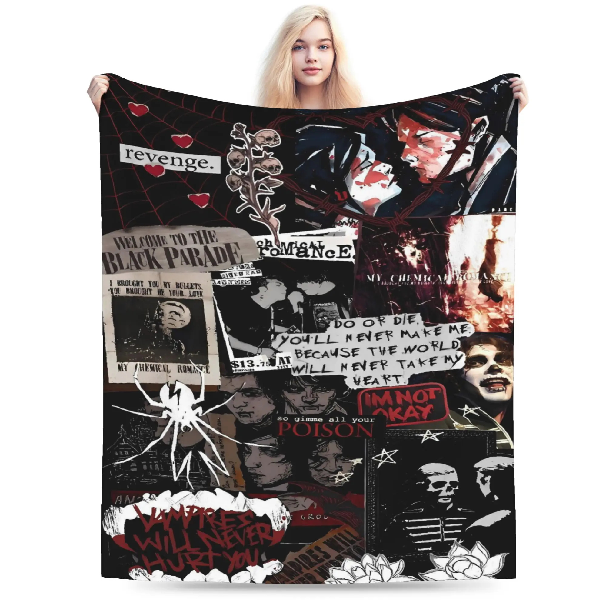 My Chemical Romance Danger Days Spider Flannel Blanket Soft Durable Throw Blanket for Couch Bed Travel Bedspread Sofa Bed Cover