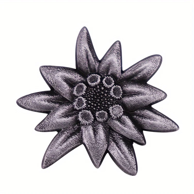 1pc Vintage Edelweiss Enamel Pin Contrast Floral Badge Symbolizing Courage Resilience,Accessory for Jackets,Bags