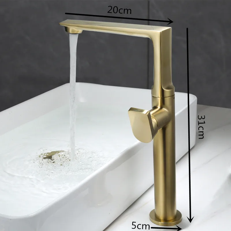 Nieuwe Aankomst Gootsteen Kraan Badkamer Warm En Koud Goud Enkele Hendel Wastafel Water Mixer Tap Badkamer Messing Wit Borstel Goud Mixer