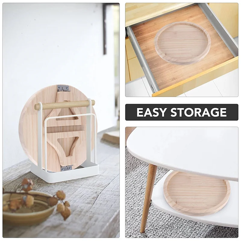 AEE2-Sofa Arm Clip Table,Natural Wooden Sofa Armrest Clip-On Tray Table Sofa Couch Arm Rest Organizer, Round