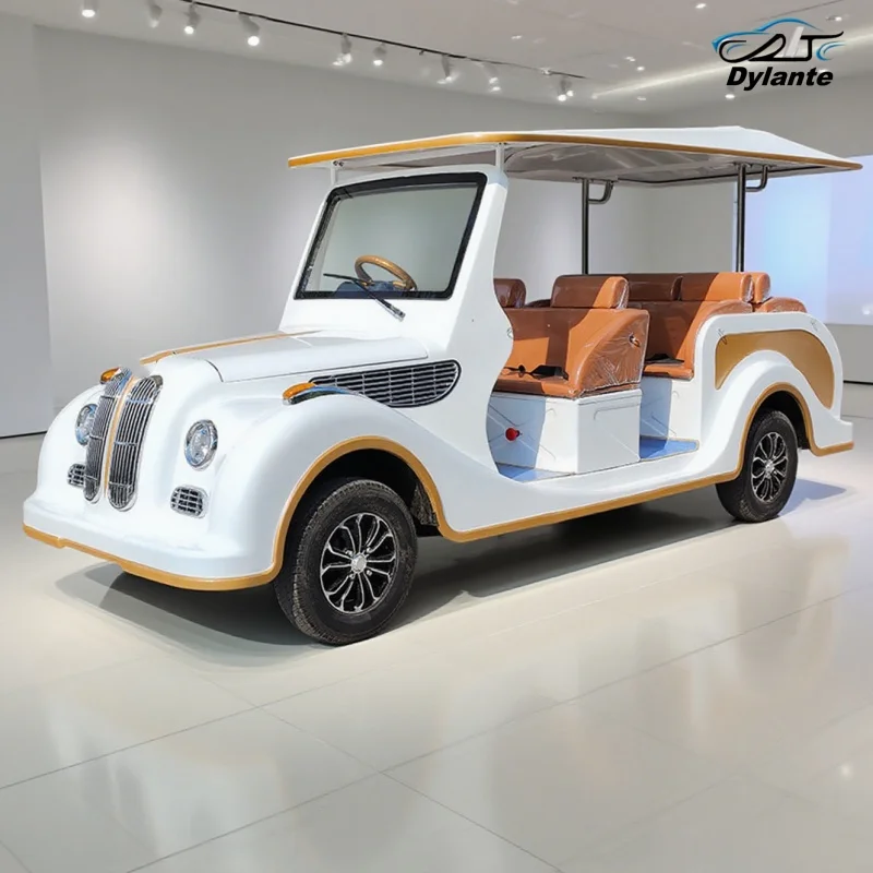 China High-End Luxury Resort Electromagnetic Parking 5 8 11-Seater 72V Electric Sightseeing Car Sightseeing Vintage Classic Car