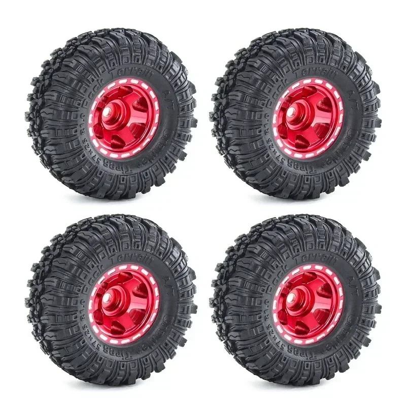 

4pcs 57mm 1.0" Metal Beadlock Wheel Tire Set For 1/18 1/24 RC Crawler Car TRXS 4M SCX24 AX24 FCX24 Upgrade Parts Accessories