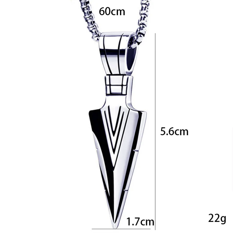 Vintage Triangular Spearhead Arrow Pendant Punk Necklace Trendy Hip Hop Jewelry for Teenagers Women Men Accessories
