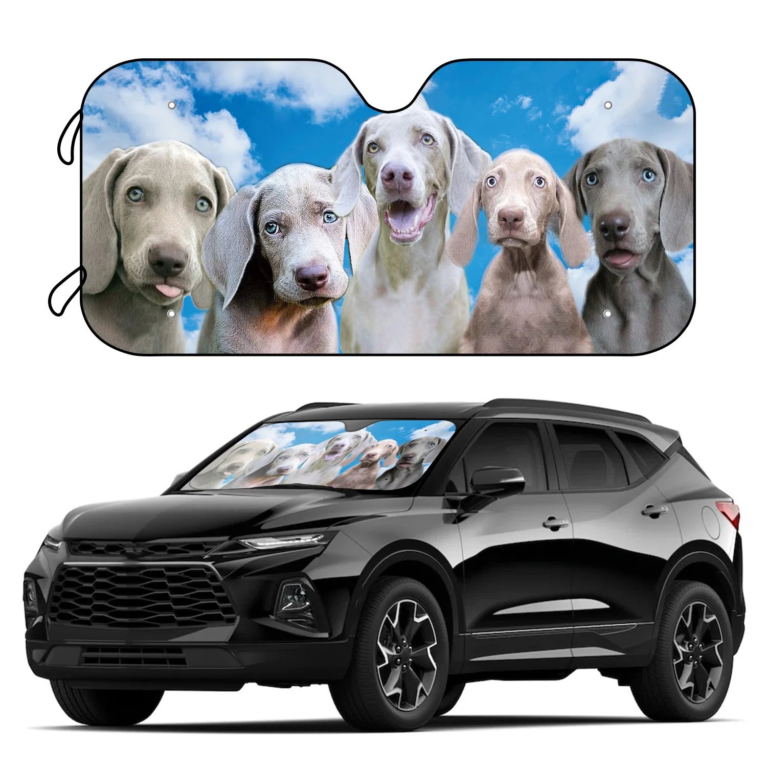 

1pc Funny Animal Selfie Photos Dogs Car UV Sunshade Car Front Window Windshield Car Parasol With 4 Free Suction Cups Car Interio