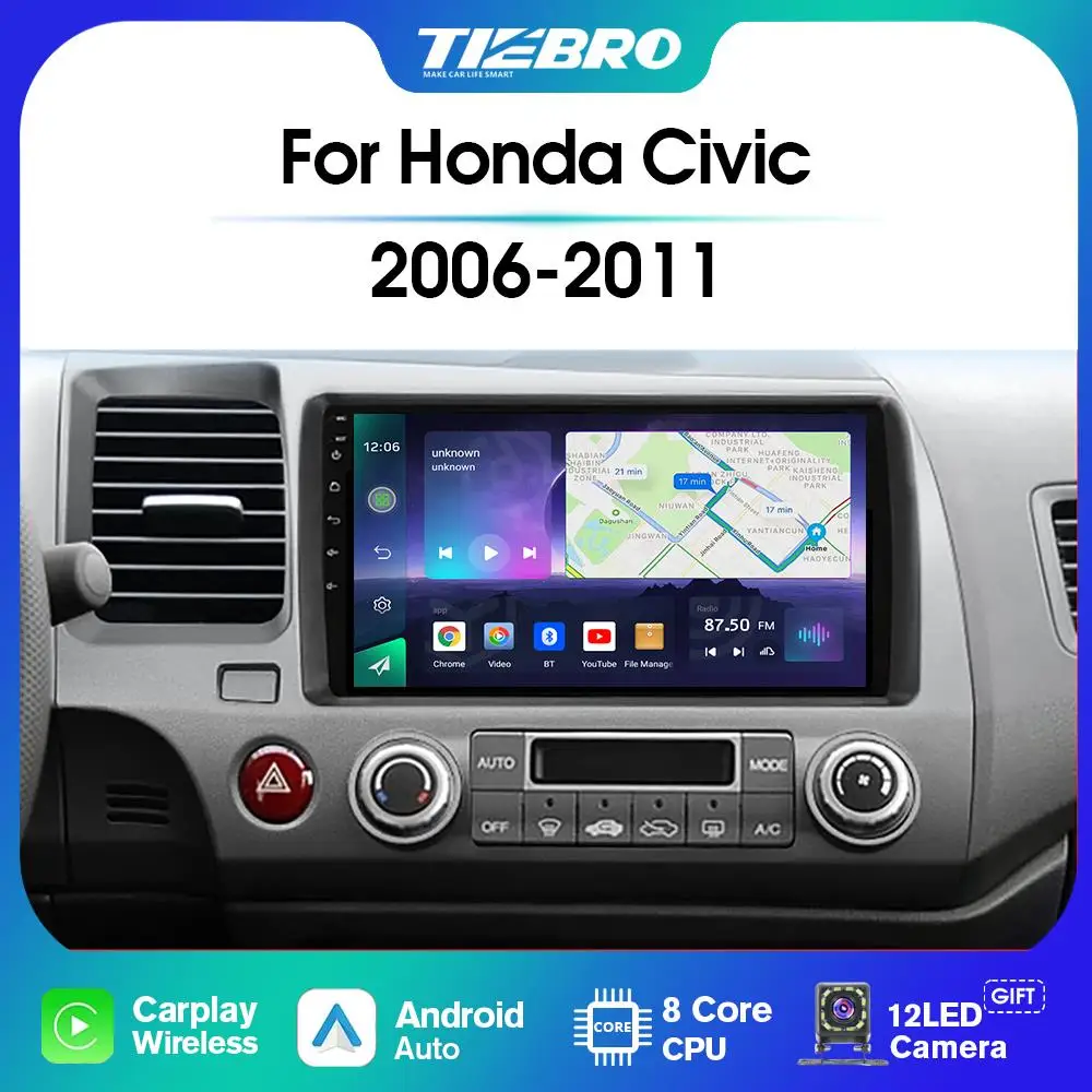 

Автомобильная магнитола TIEBRO A07 8 + 256G Android10.0 для Honda Civic 8 LHD 2006-2011 мультимедийный видеоплеер навигация GPS No 2Din 2 Din DVD