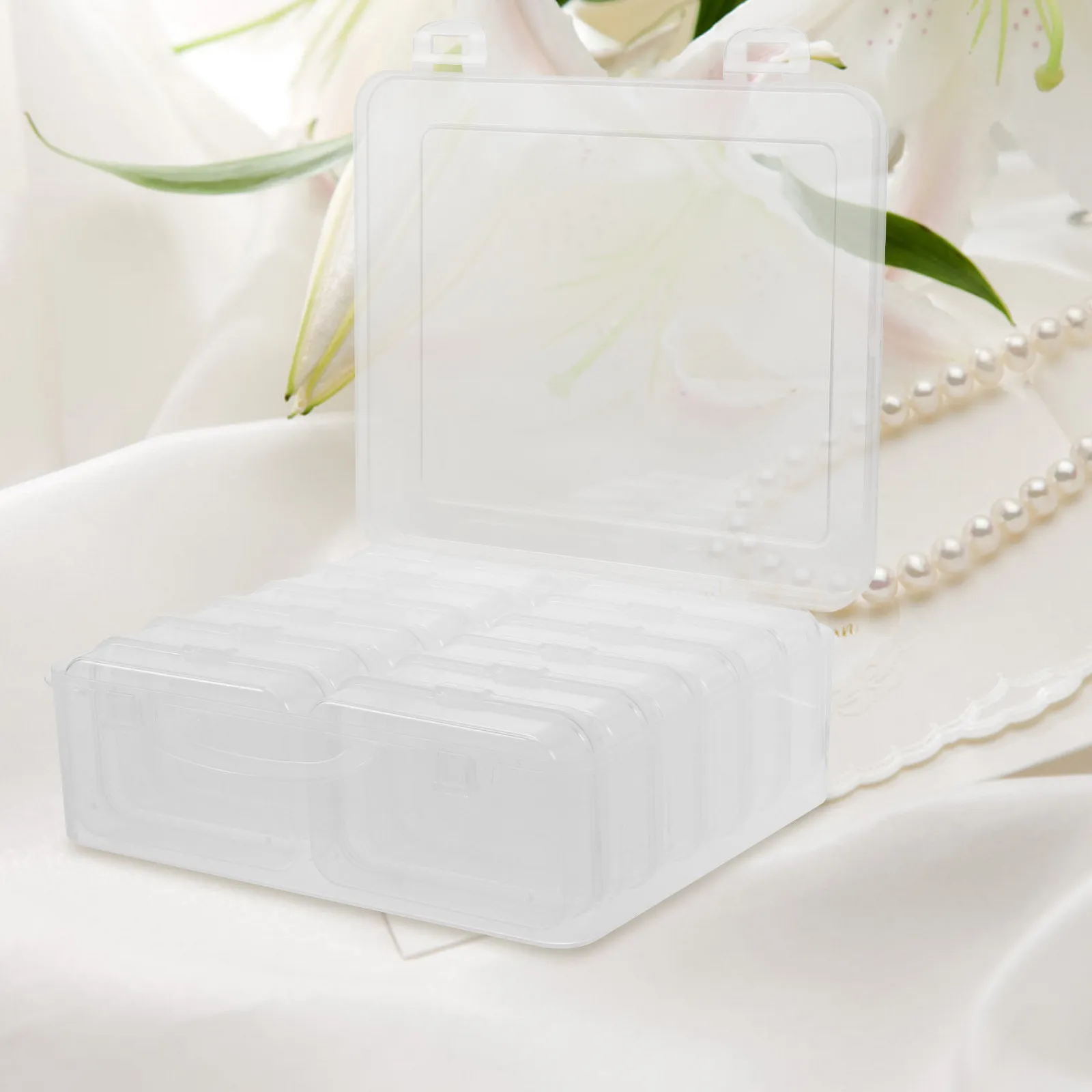 

1Set Large Capacity Plastic Jewelry Organizer Box Transparent with 12 Compartments Storage Container for Earrings Rings