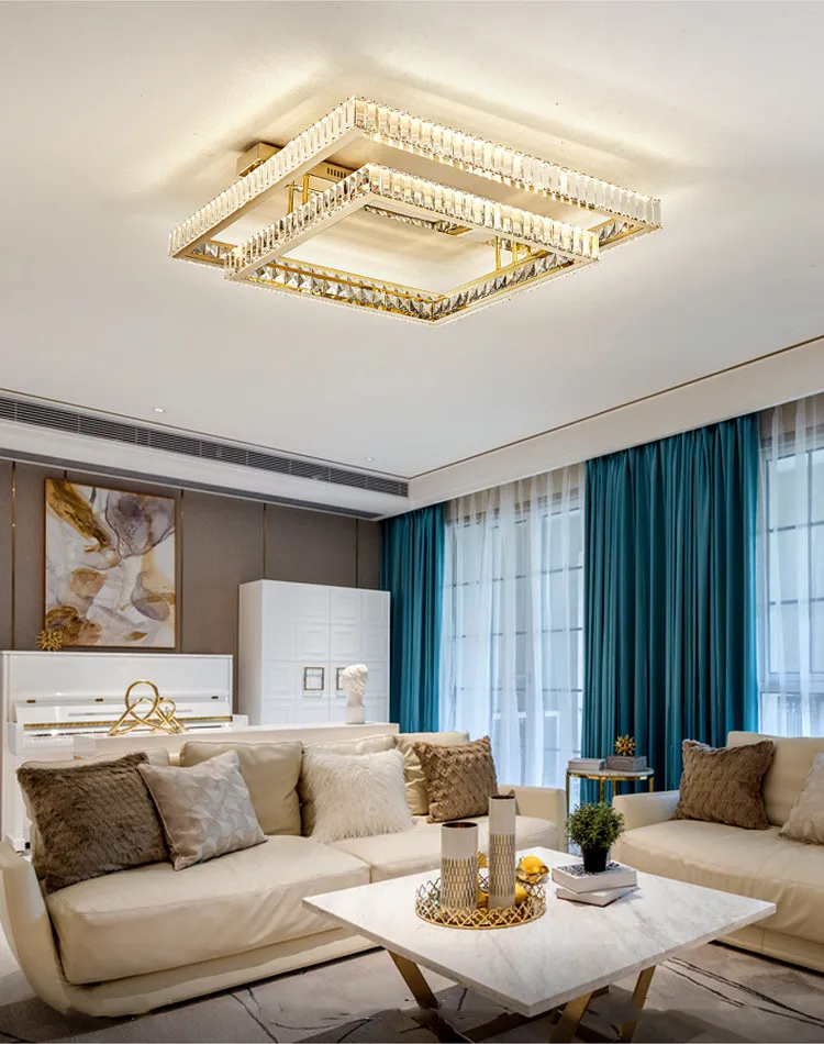 Living Room Crystal LED Ceiling Lamp Steel Smart Dimmable