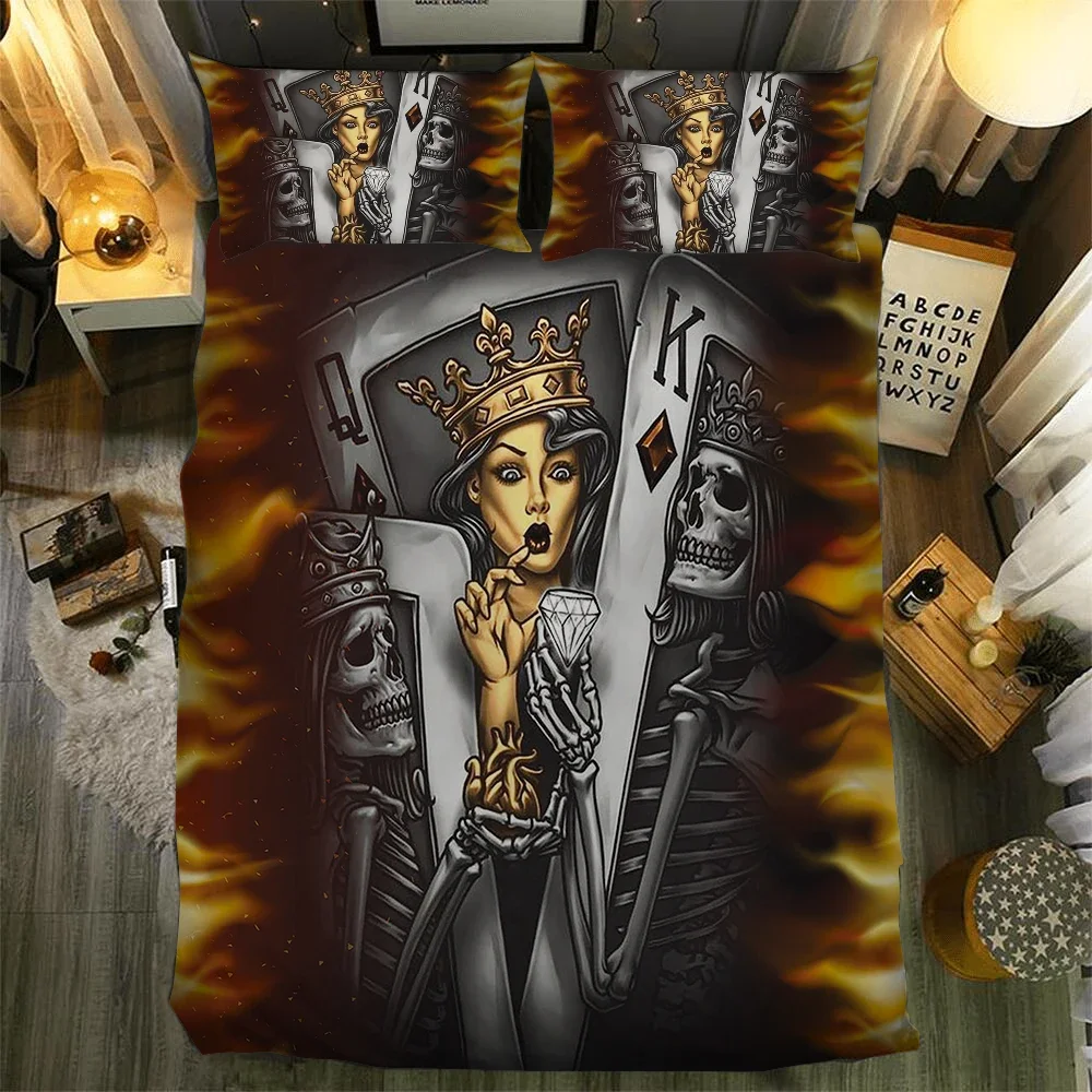 

Skull Bed Linen Diamond Queen Comforter Set Luxury Beddengoed 3d Skull Quilt Cover Set Super King Queen Duvets And Bedding Sets