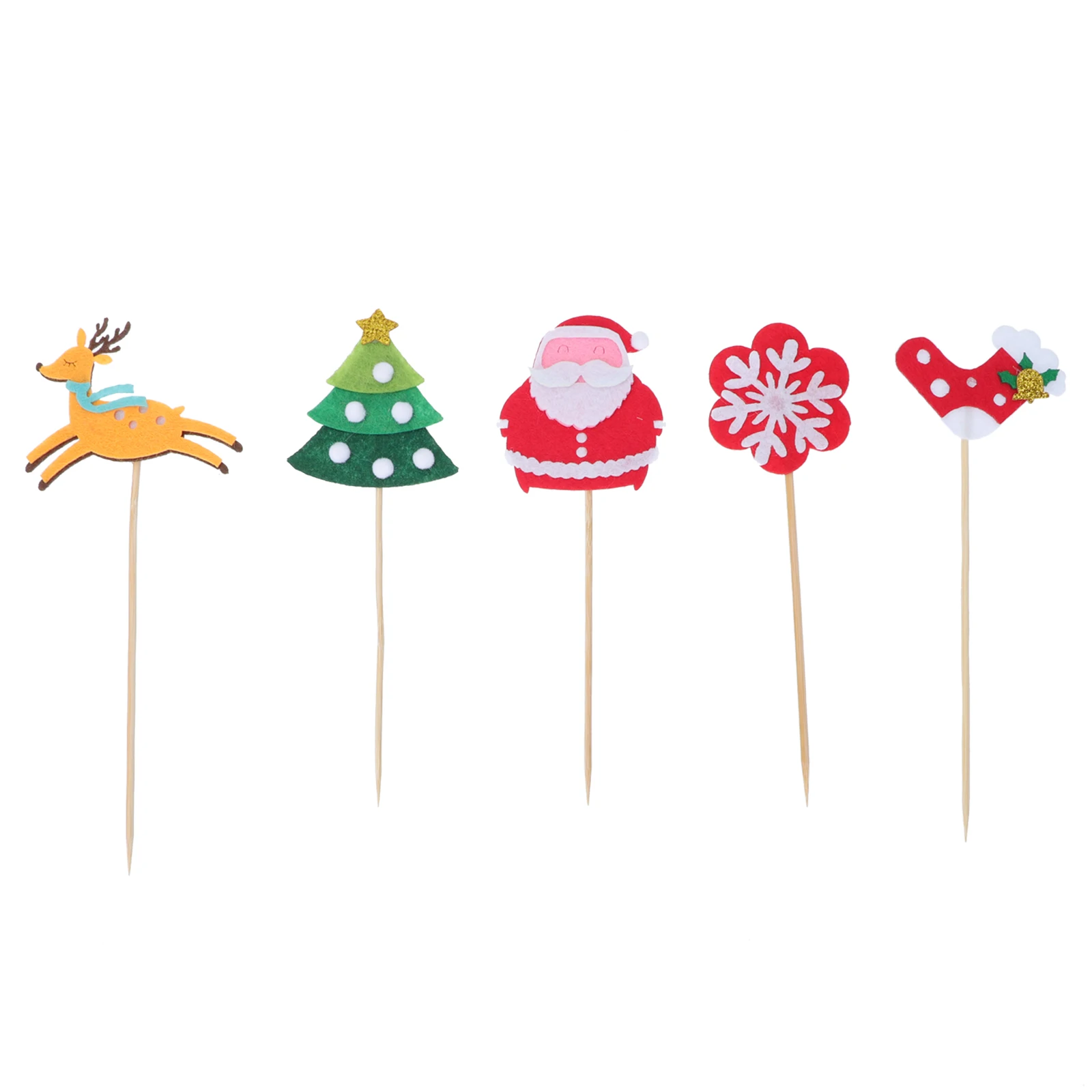 

25 Pcs Christmas Decoration Holiday Cake Decorations Fruit Christams Topper Felt Toppers