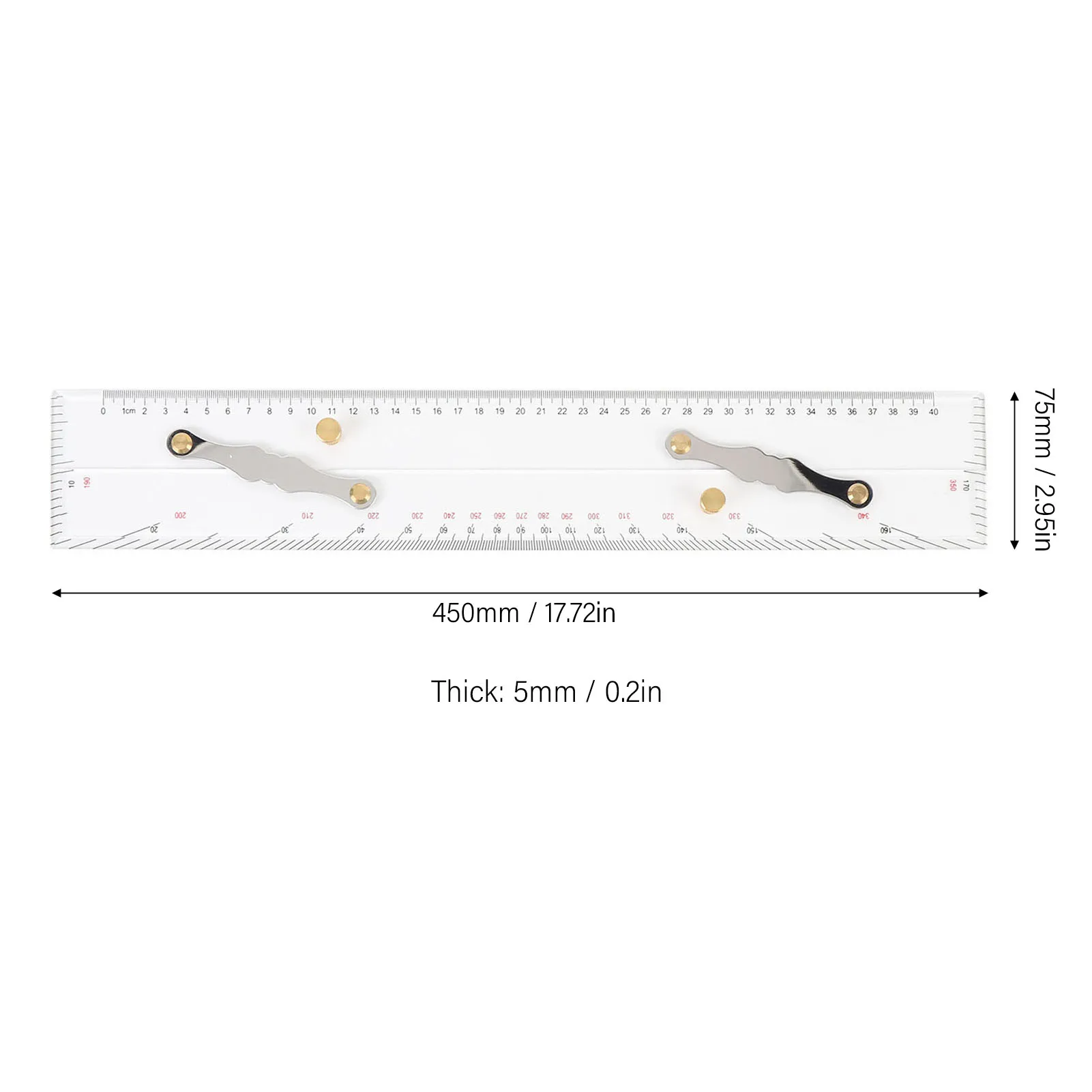 حاكم بحري متوازي 450 مللي متر الملاحة البحرية الموازية حاكم عالية الشفافية الاكريليك بحري مخطط البحر أداة التخطيط