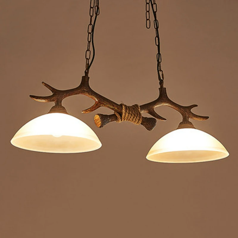 Romantic Vintage Double Antler Chandelier Restaurant Lighting Fixture for Bedroom Decoration and Hanging Lamp Decoration Lampara