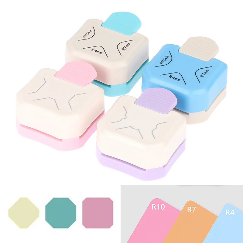 Cortador de canto redondo para Card Craft, Scrapbook, papel de embrulho adesivo, soco redondo, 3 em 1, R4, R7, R10 mm