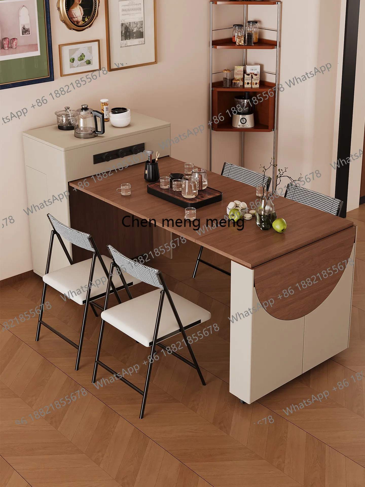 

2026 dining side cabinet island dining table integrated household retractable folding small apartment multi-function