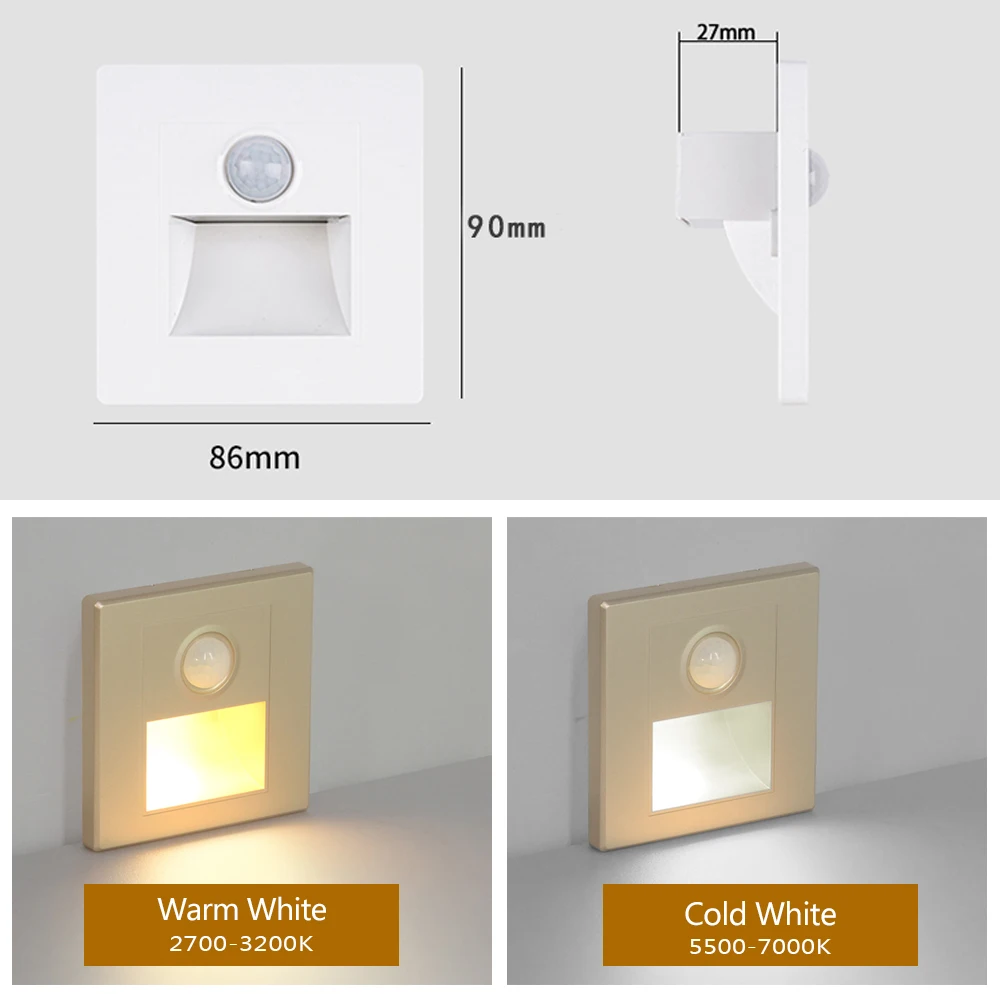 SANDIY Staircase Wall Light with Motion Sensor Led Step Lamp Pir Nightlights Built-in Backlight for Bathroom Corridor 220v 110v