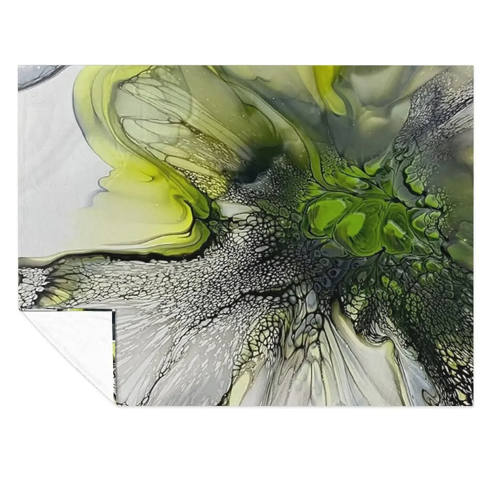 

Beautiful Lime Green and Grey Abstract Fluid Art Acrylic Pour Painting Throw Blanket Furry valentine gift ideas Flannel Blankets