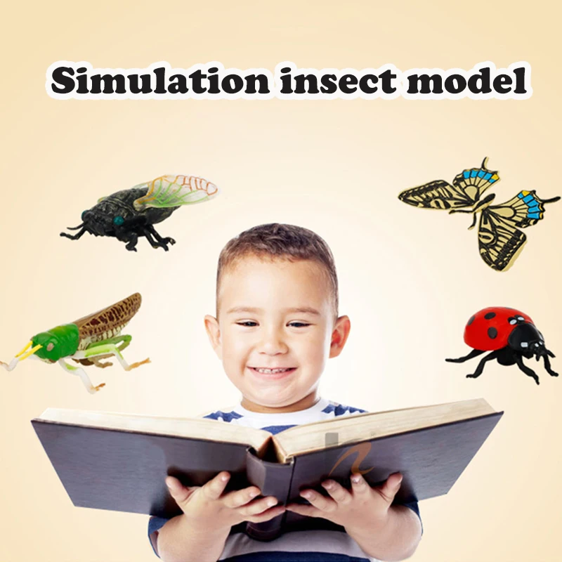 6Pcs/bag Simulation Insect Model Science And Education Cognitive Animal Sand Table Scene Learning Toy Children's Prank Scare Toy