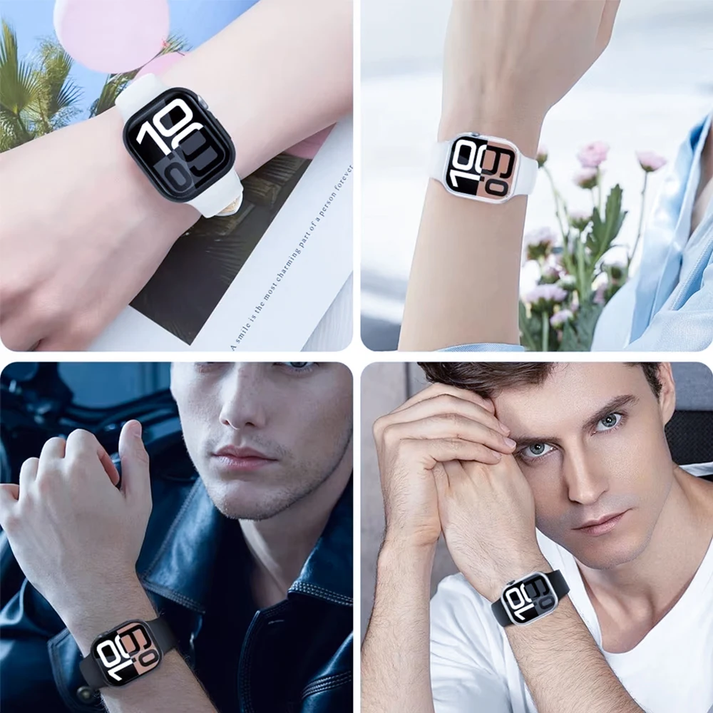 حزام سيليكون لساعة أبل الترا 2 49 مللي متر 10 46 مللي متر 42 مللي متر 9 8 7 45 مللي متر 41 مللي متر لينة استبدال معصمه ل iWatch 6 5 4 3 SE 44 مللي متر 40 مللي متر