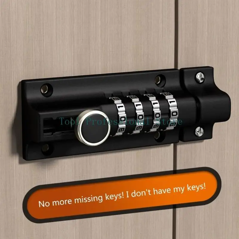 57QF 4-Digit Combination Padlocks Password Lock Sliding Bolt Door Lock Anti-theft Safety Slide Latches Lock Easy to Install - view 2