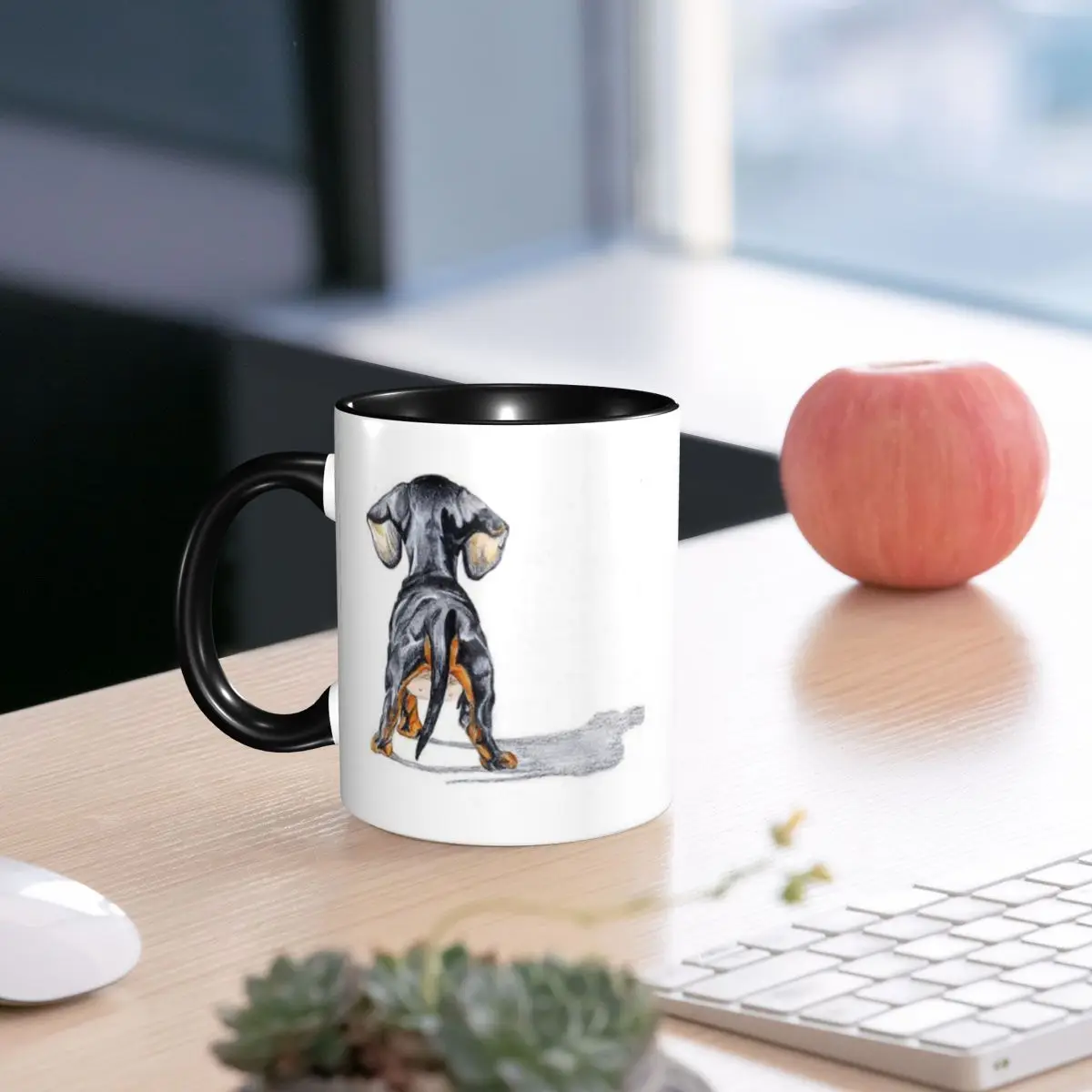 Dachshund Dog Pupy Back Mug Funny Ceramic Coffee Cups Tea Mugs Milk Cup Drinkware Gift for Friends