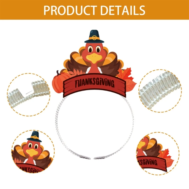 6pcs Happy Thanksgiving Party Headband Adult Kids Pumpkin Hairhoop Party Props