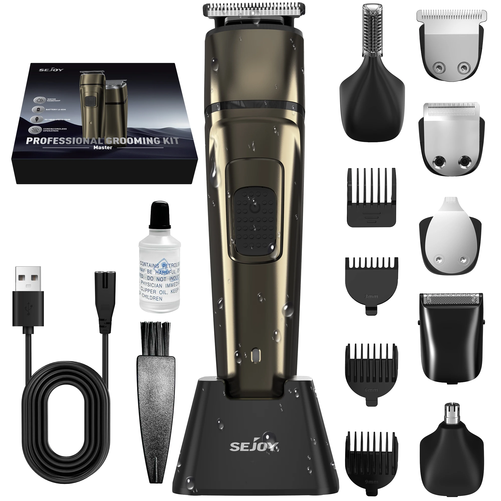 

Sejoy MASTER Men's Grooming Kit 5 In 1 Multifunctional Electric Hair Clippers Rechargeable Razor Men Beard Nose Trimmer