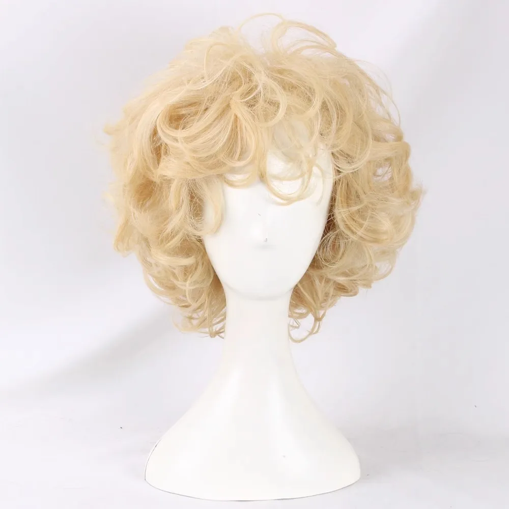 Pelucas de Marilyn Monroe para mujer, pelo sintético corto y rizado, Rubio, dorado, Cosplay, fiesta