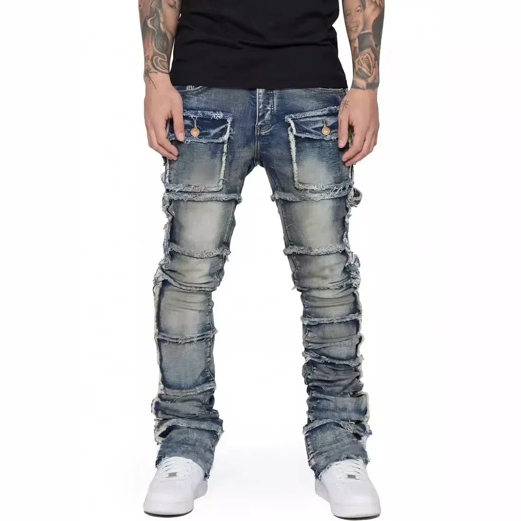 Men Washed Jeans Straight Pants Mid Waist Basics Ankle Length Trousers Vintage Pockets Button Zipper Fly Streetwear Denims 2025