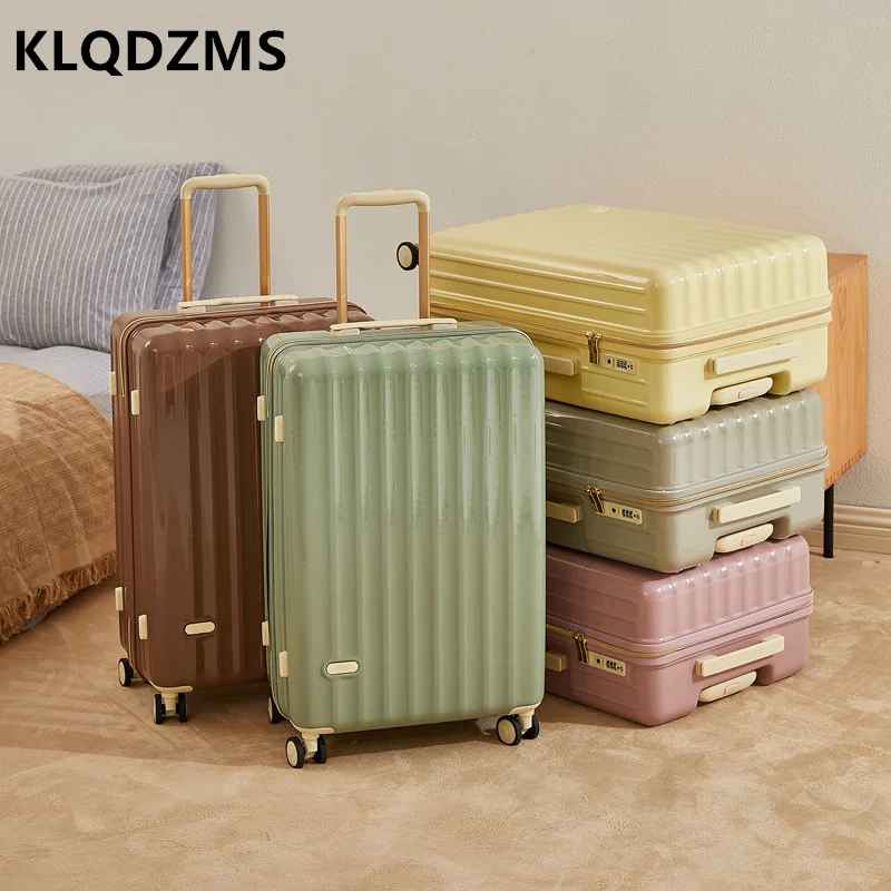 KLQDZMS-bolsa de equipaje de estilo Simple, carrito de carcasa dura, Spinner multifunción, Luggag rodante, estudiante, 20 ", 22", 24 ", 26", 28 ", 30"