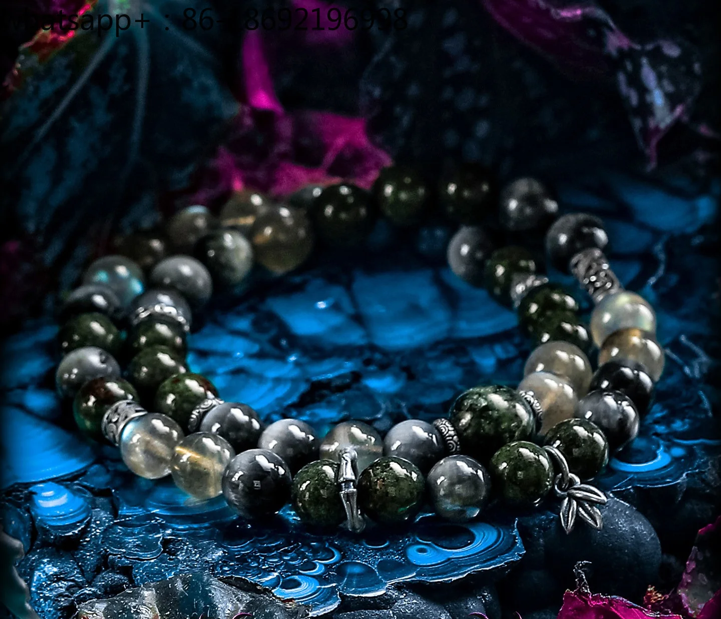 [Tianzhu] Niche gray moonstone bracelet men's high-end green ghost bracelet.