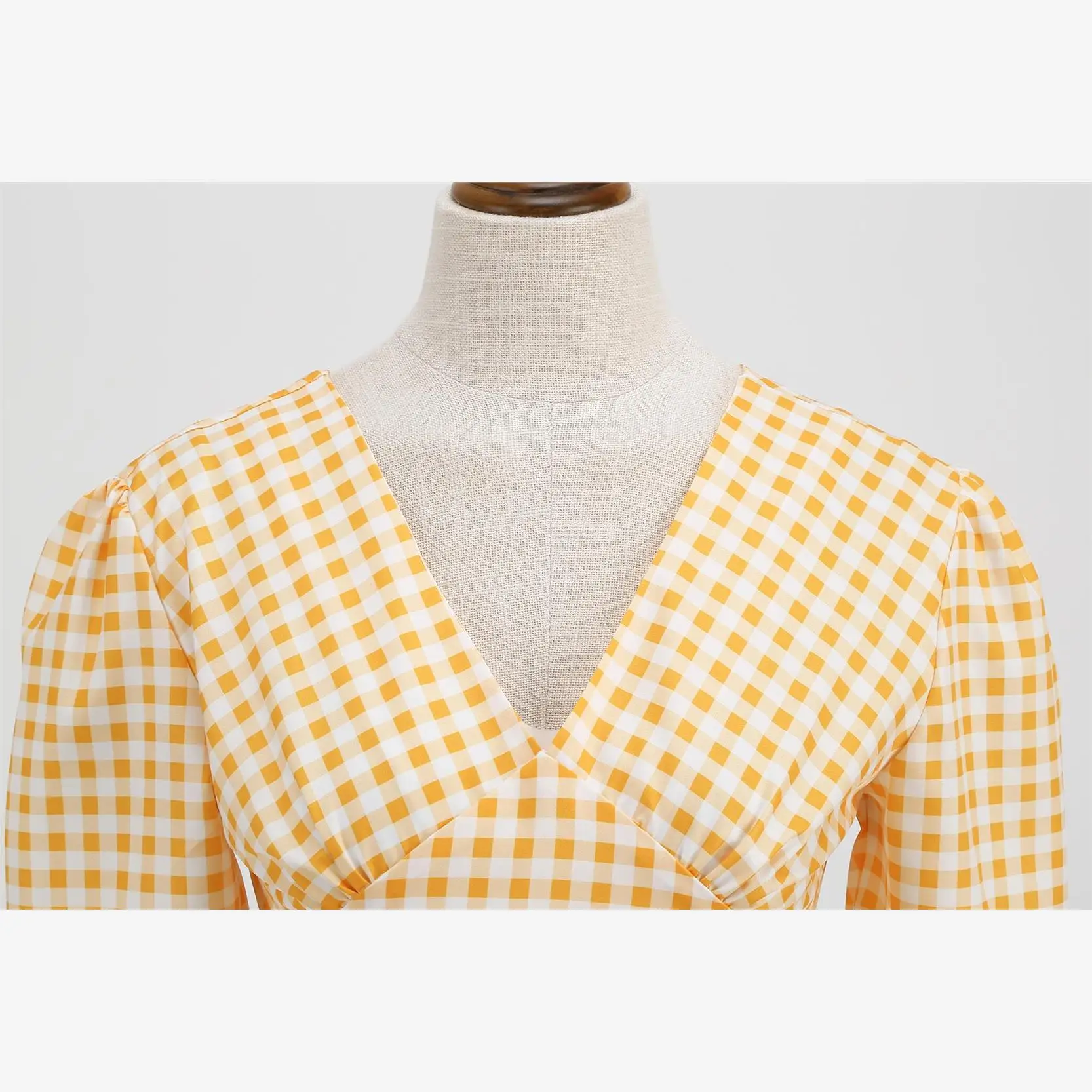 فستان ماكسي أنيق بنمط هيبورن الكلاسيكي مع ياقة على شكل V وحزام خصر، تنورة ميدي ناعمة من القطن للربيع والصيف