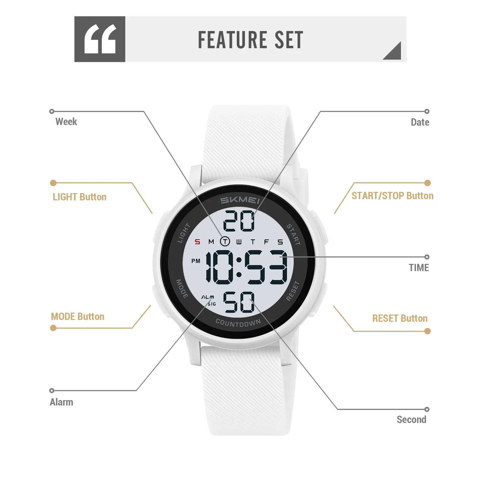 ساعات المعصم الموقت الالكترونيات طالب SKMEI 2427 الرجال عارضة الساعات الشابات #5