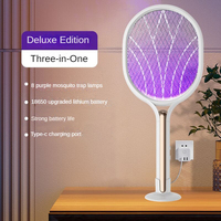 Upgraded 3 IN 1 Electric Mosquito Swatter Mosquito Killer with TYPE-C Rechargeable Bug Zapper Mosquito Racket Fly Swatter