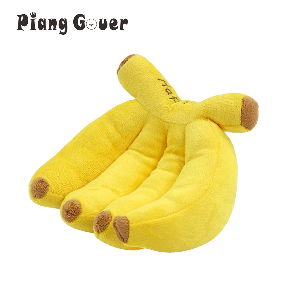 Yellow Banana Squeak Dog Toy Chew Plush Sound Pet Toy