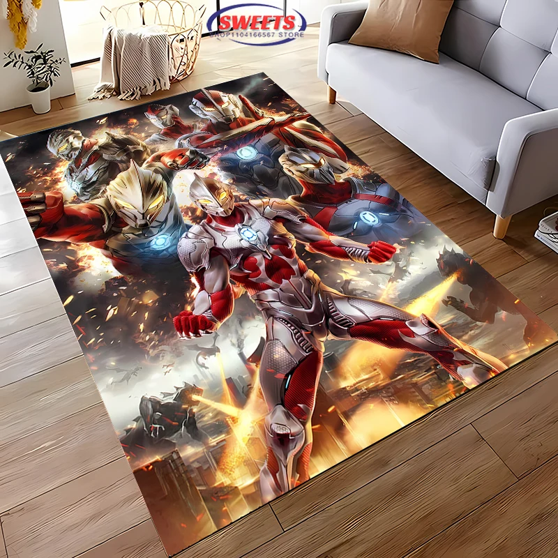 Classic Ultraman Cartoon Carpet ! Bedroom Living Room Bed Mat, Non-slip Exquisite Home Decor, Durable Machine Washable Rug Gifts