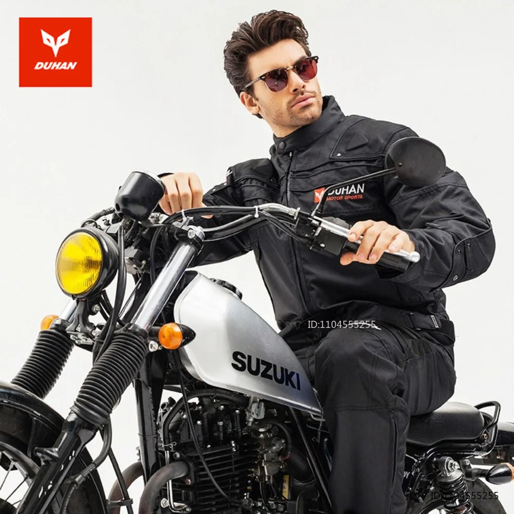 DUHAN Motorcycle Jacket Men Racing Jacket with Removeable Lining Motocross Jacket Built in CE Detachable Protective Gear