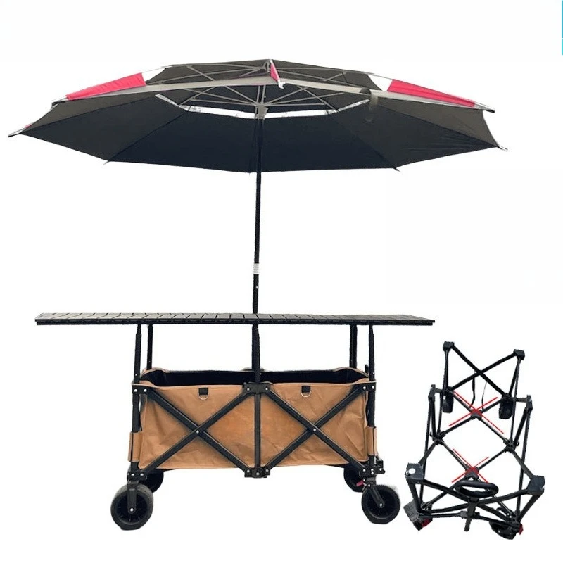 Liftable Swing Car Foldable 150x72 Large Table Board Camping  Hand Pull  Swing Car Large Parasol Umbrella