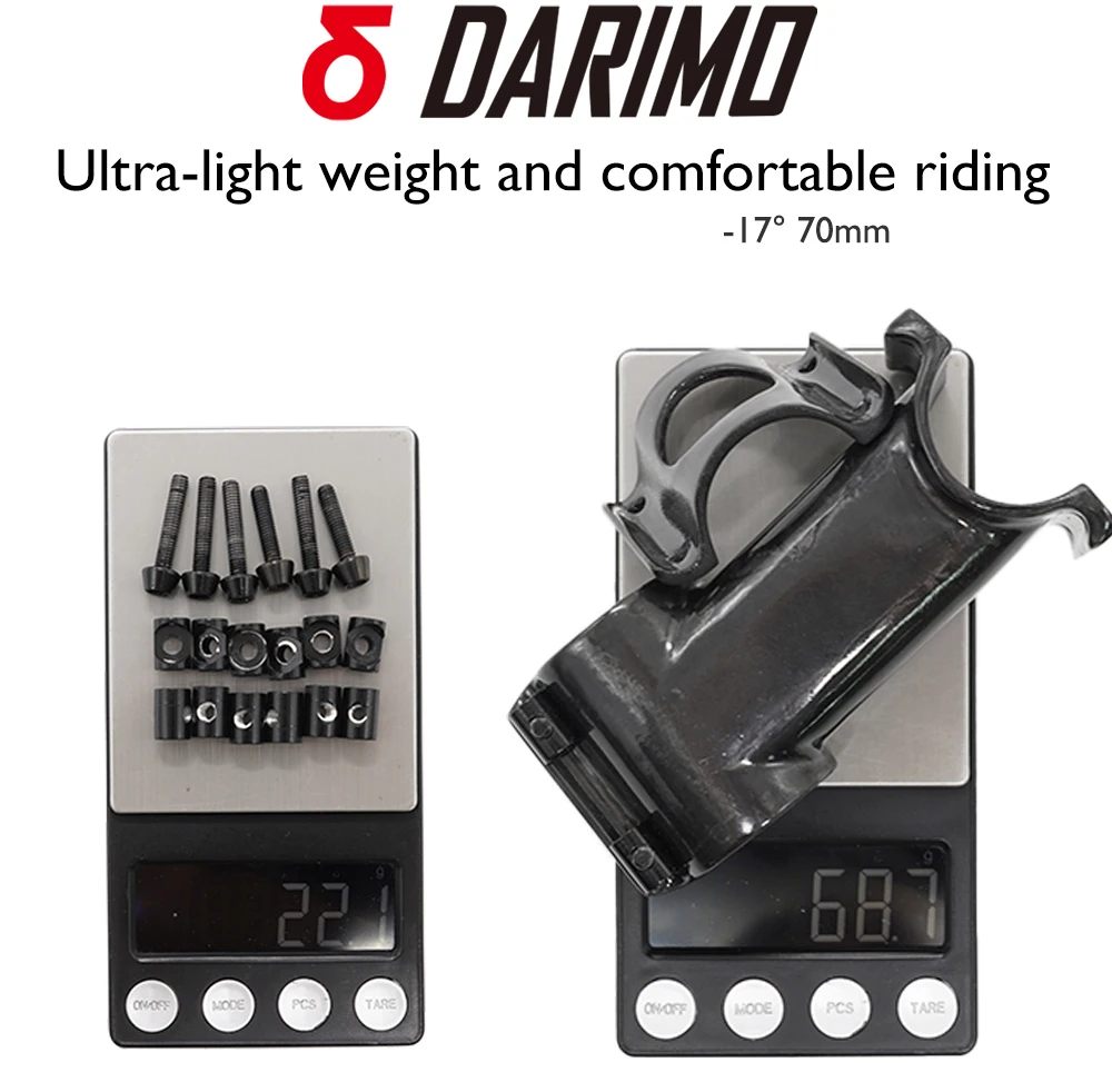 

DARIMO OD2 Carbon Fiber Stem Uni/Bidirectional Carbon 31.8mm Clamp -12/-17/-6° Gloss For Road x-cross MTB With Titanium screws