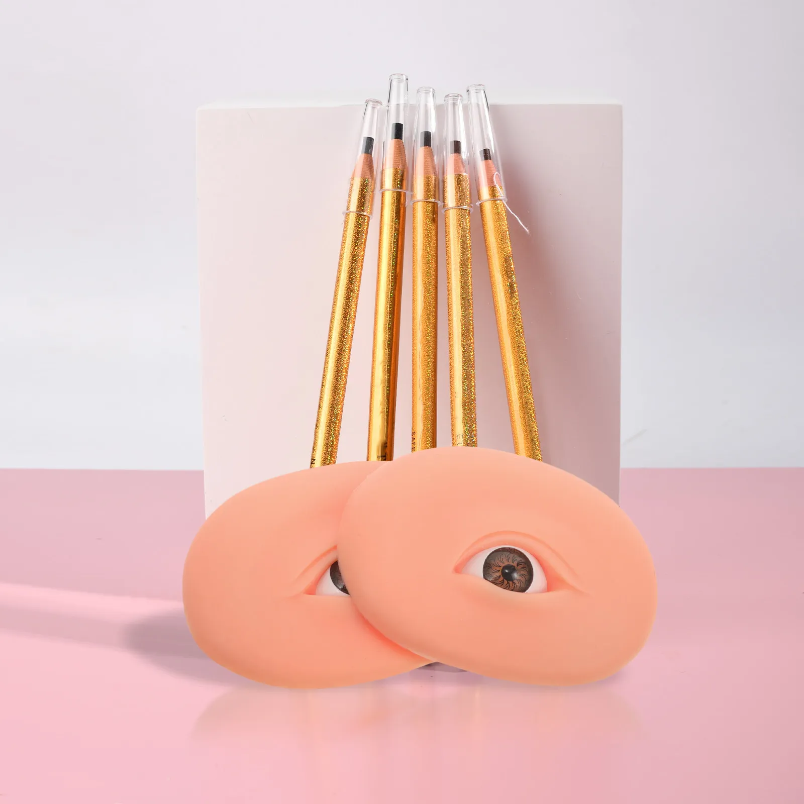 

Пара тренировочных силиконовых манекенов для макияжа 5D: кожа для отработки бровей и теней, реалистичная текстура