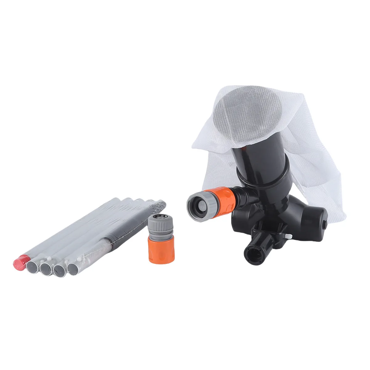 Pool Economy Flush Type Nozzle Suction Head with 5 Section 48 inch 120 cm Pole Blue Black
