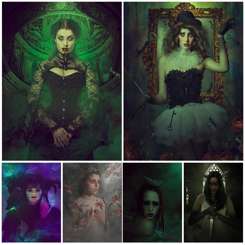 

Victorian Vampires And Pagan Witch Wall Art Canvas Painting Surreal Mysterious Wicca Art Poster And Prints Home Decoration