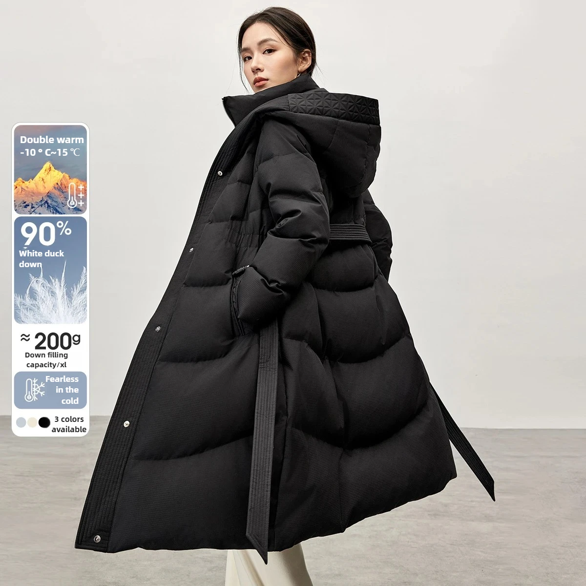 SENTUBILA Lange Unten Jacke Frau Winter Neue Warme Lose Unten Mäntel Spleißen Mit Kapuze Pendeln Outwear frauen Kleidung W44Y57030