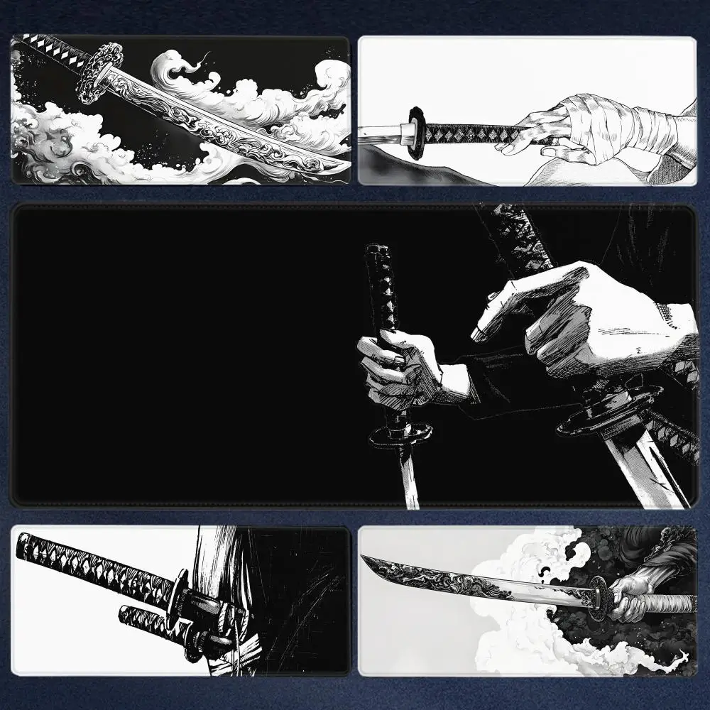 

Japanese Katana Mouse Pad Large Computer Office Game Table Mats New XXL Rubber Anti-slip Gaming Keyboard Mousepad Long Desk Pads