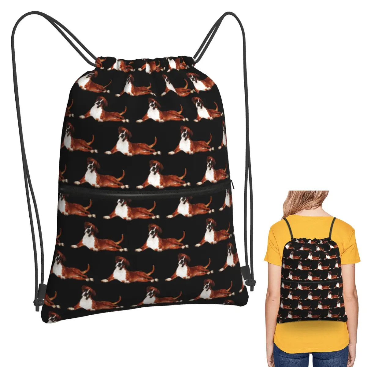 

Очаровательные рюкзаки-боксеры для собак, повседневные портативные карманные сумки на шнурке, сумки для книг для путешествий, студентов